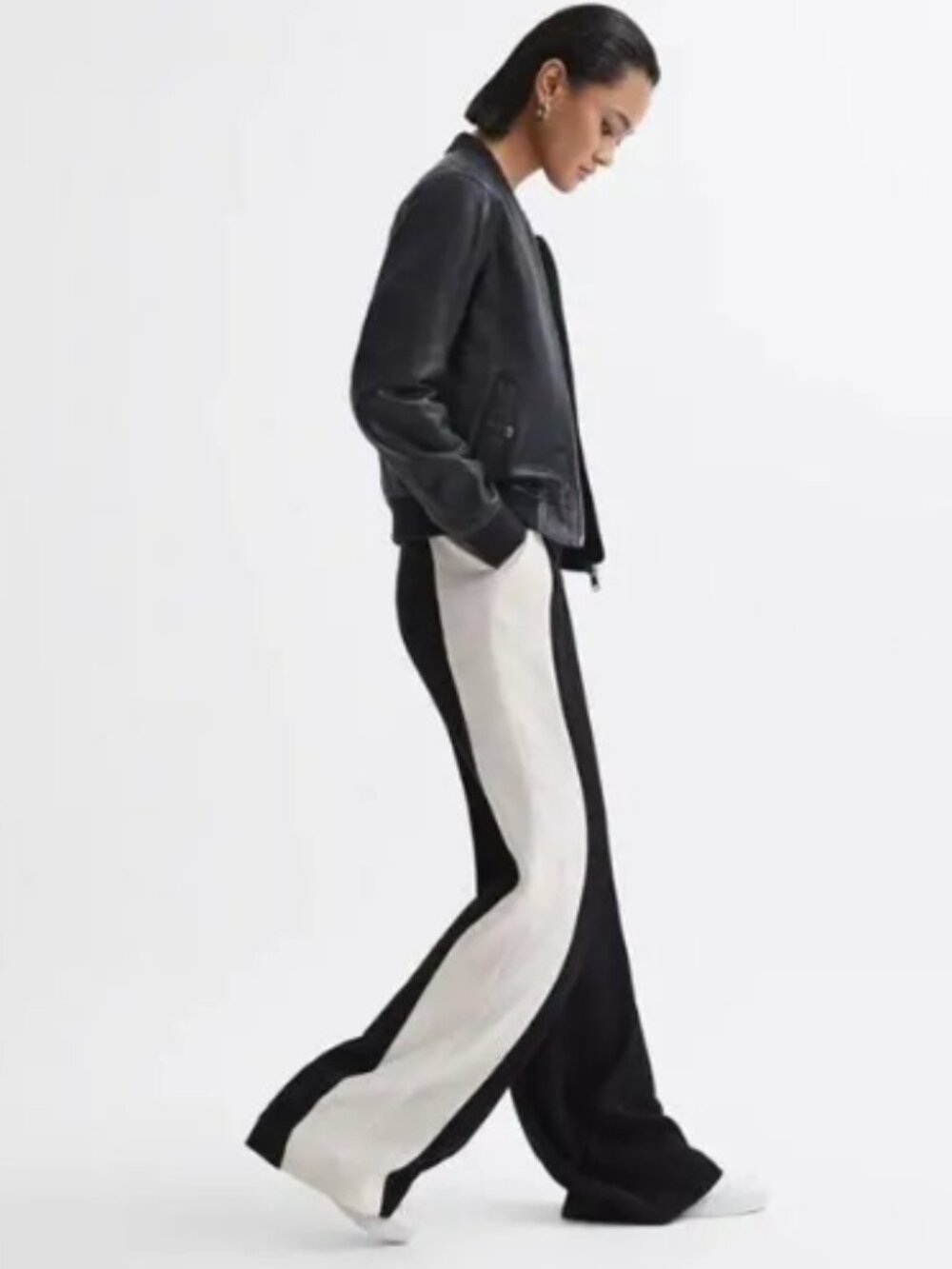 Reiss Saffron Contrast Side Wide‑Leg Trousers Black Size US-0 NWT - Picture 5 of 5